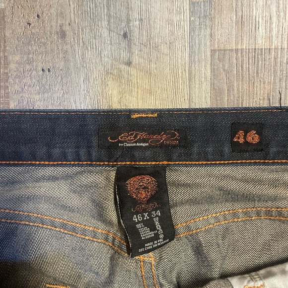 SOLD - ED HARDY extremely baggy graphic jeans pants affliction y2k 2000s jean - Picture 2 of 6